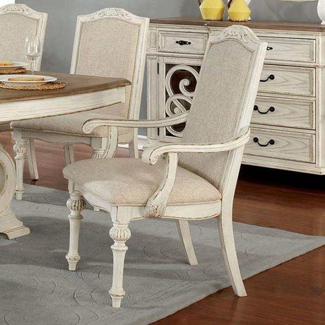 Arcadia Antique White & Ivory Arm Chair (Set of 2) - Ornate Home