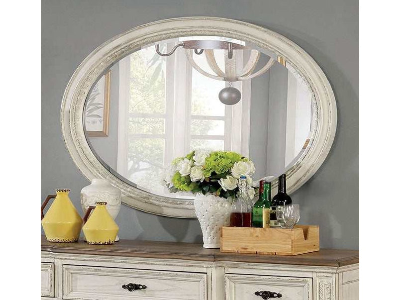 Arcadia Antique White Oval Mirror - Ornate Home