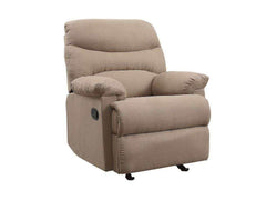 Arcadia Light Brown Microfiber Motion Glider Recliner - Ornate Home