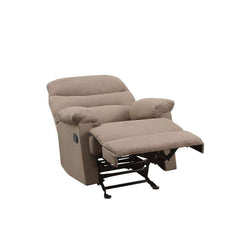 Arcadia Light Brown Microfiber Motion Glider Recliner - Ornate Home