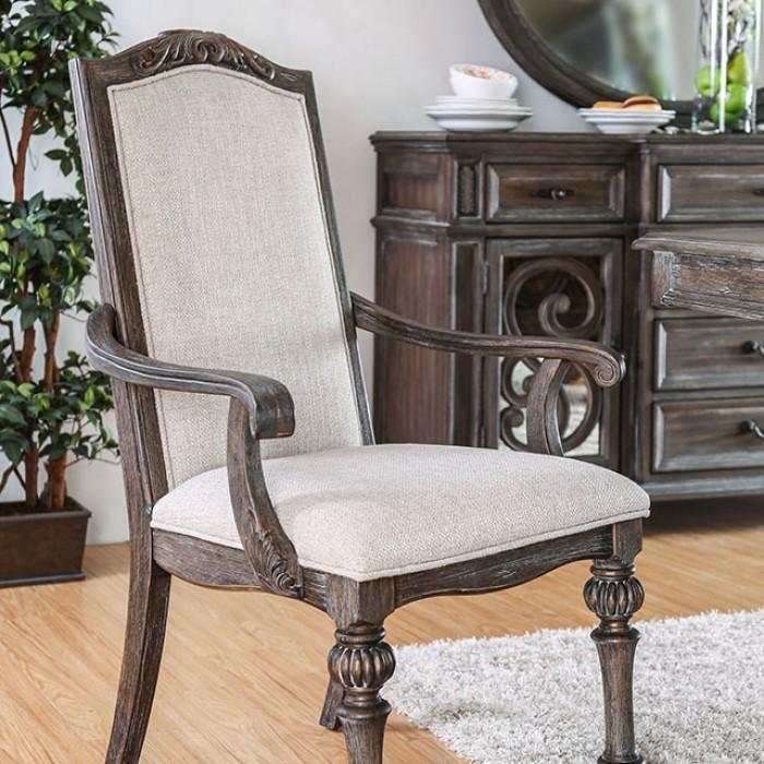 Arcadia Rustic Brown & Ivory Armchair (Set of 2) - Ornate Home