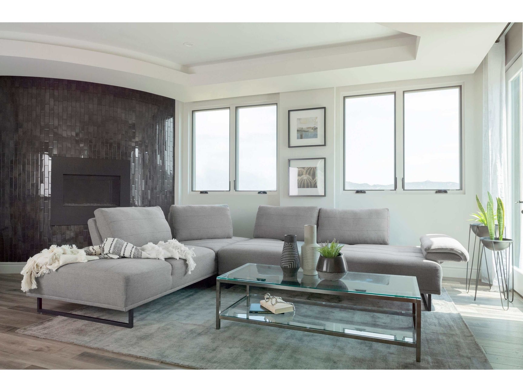 Arden Taupe 2pc Adjustable Back Sectional - Ornate Home