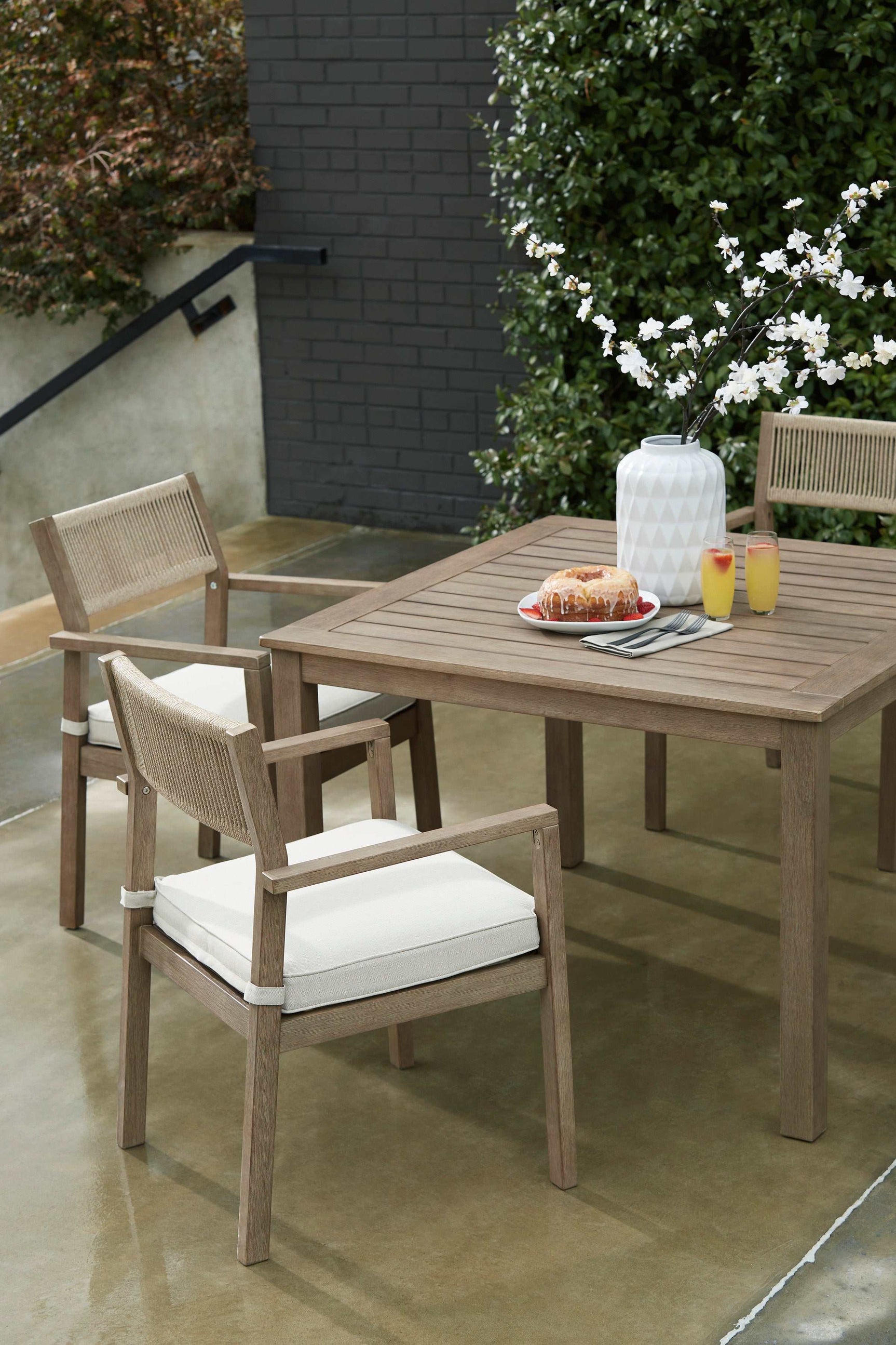 Aria Plains Brown Outdoor Dining Set / 5pc - Ornate Home