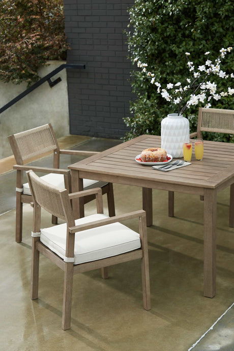Aria Plains Brown Outdoor Dining Set / 5pc - Ornate Home