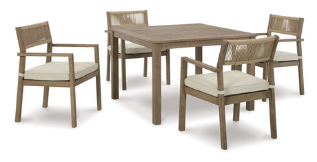 Aria Plains Brown Outdoor Dining Set / 5pc - Ornate Home