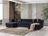 Ariana Black Velvet Double Chaise Sectional - Ornate Home