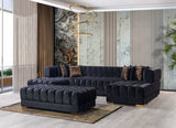 Ariana Black Velvet Double Chaise Sectional - Ornate Home