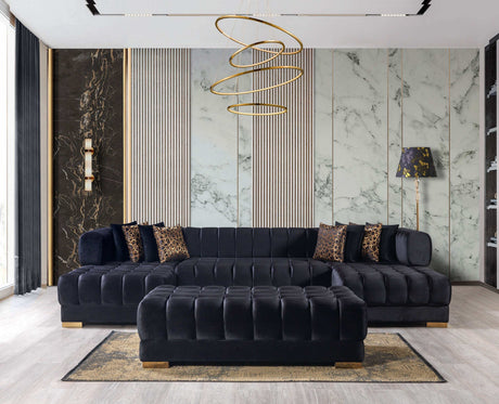 Ariana Black Velvet Double Chaise Sectional - Ornate Home
