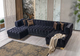 Ariana Black Velvet Double Chaise Sectional - Ornate Home