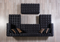 Ariana Black Velvet Double Chaise Sectional - Ornate Home