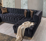 Ariana Black Velvet Double Chaise Sectional - Ornate Home