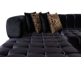 Ariana Black Velvet Double Chaise Sectional - Ornate Home