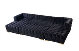 Ariana Black Velvet Double Chaise Sectional - Ornate Home
