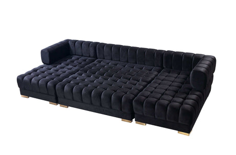 Ariana Black Velvet Double Chaise Sectional - Ornate Home