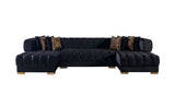 Ariana Black Velvet Double Chaise Sectional - Ornate Home