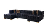 Ariana Black Velvet Double Chaise Sectional - Ornate Home