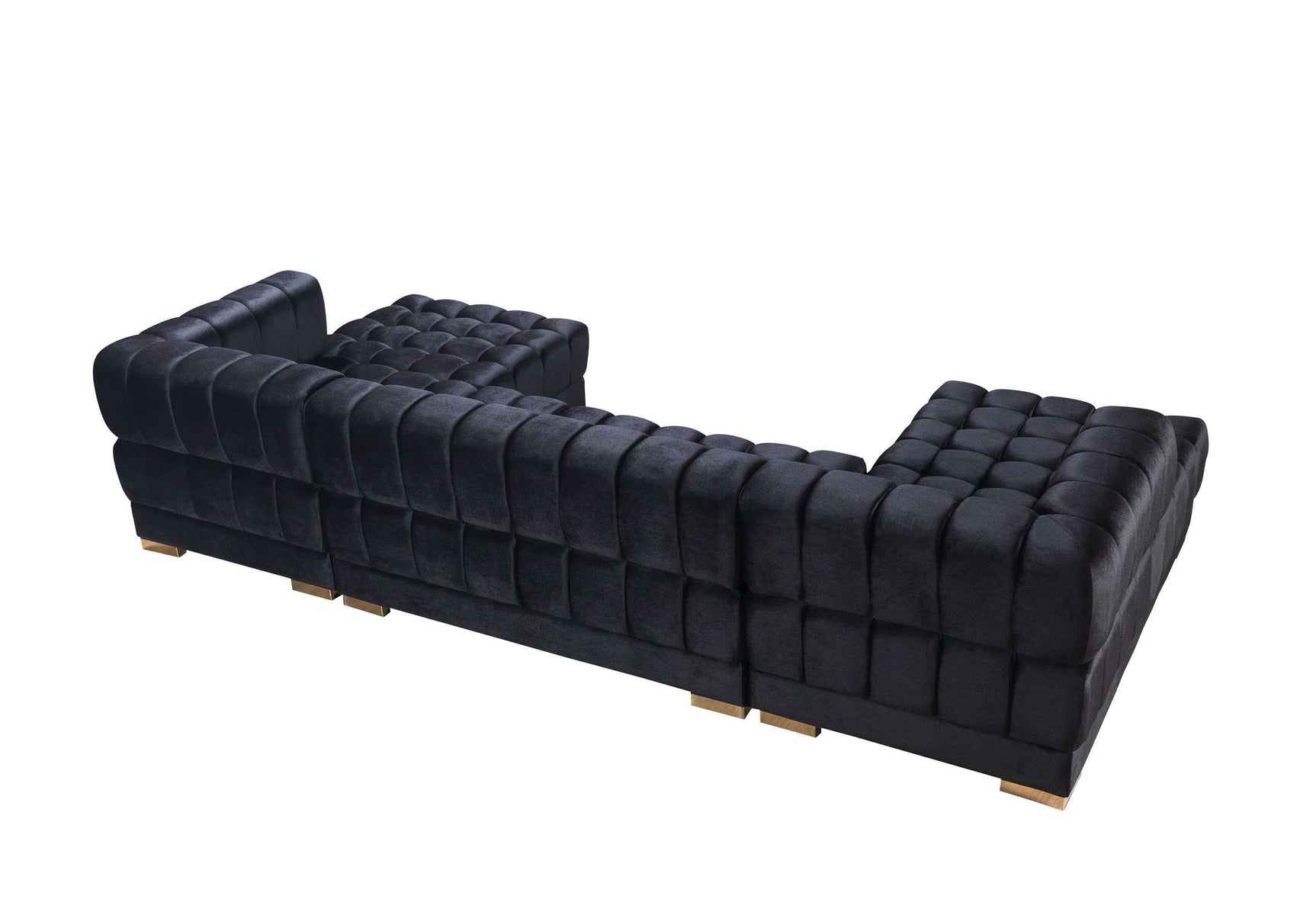 Ariana Black Velvet Double Chaise Sectional - Ornate Home