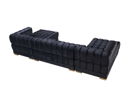 Ariana Black Velvet Double Chaise Sectional - Ornate Home