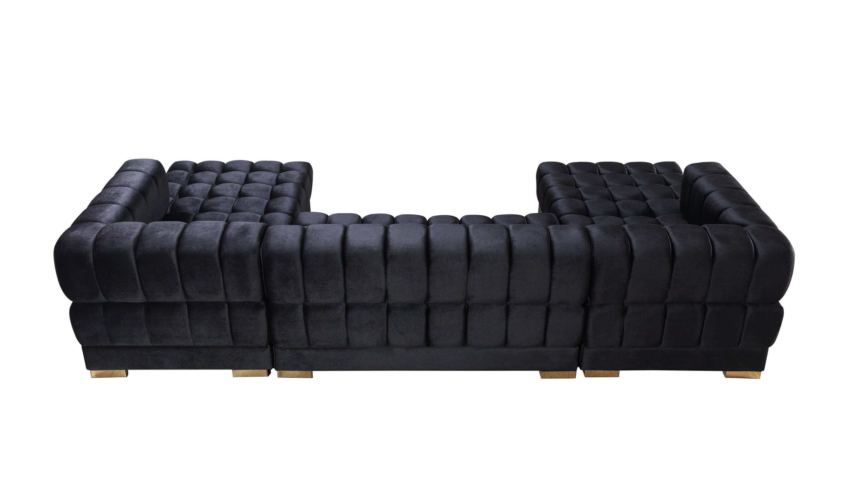 Ariana Black Velvet Double Chaise Sectional - Ornate Home