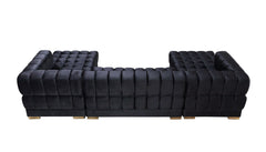 Ariana Black Velvet Double Chaise Sectional - Ornate Home