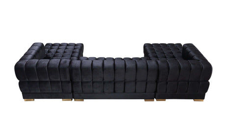 Ariana Black Velvet Double Chaise Sectional - Ornate Home