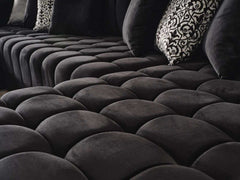 Ariana Black Velvet Double Chaise Sectional Sofa - Ornate Home