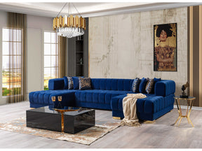 Ariana Blue Velvet Double Chaise Sectional - Ornate Home