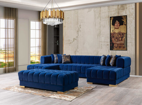 Ariana Blue Velvet Double Chaise Sectional - Ornate Home