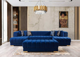 Ariana Blue Velvet Double Chaise Sectional - Ornate Home