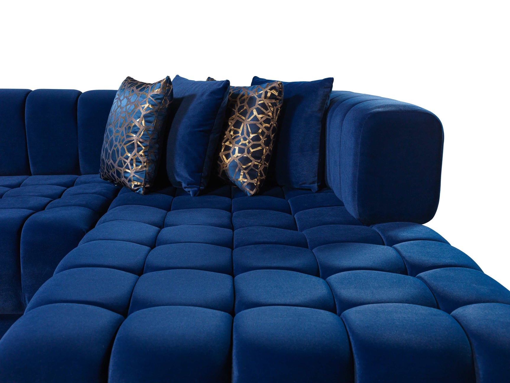 Ariana Blue Velvet Double Chaise Sectional - Ornate Home