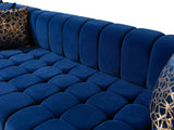 Ariana Blue Velvet Double Chaise Sectional - Ornate Home