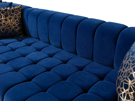 Ariana Blue Velvet Double Chaise Sectional - Ornate Home