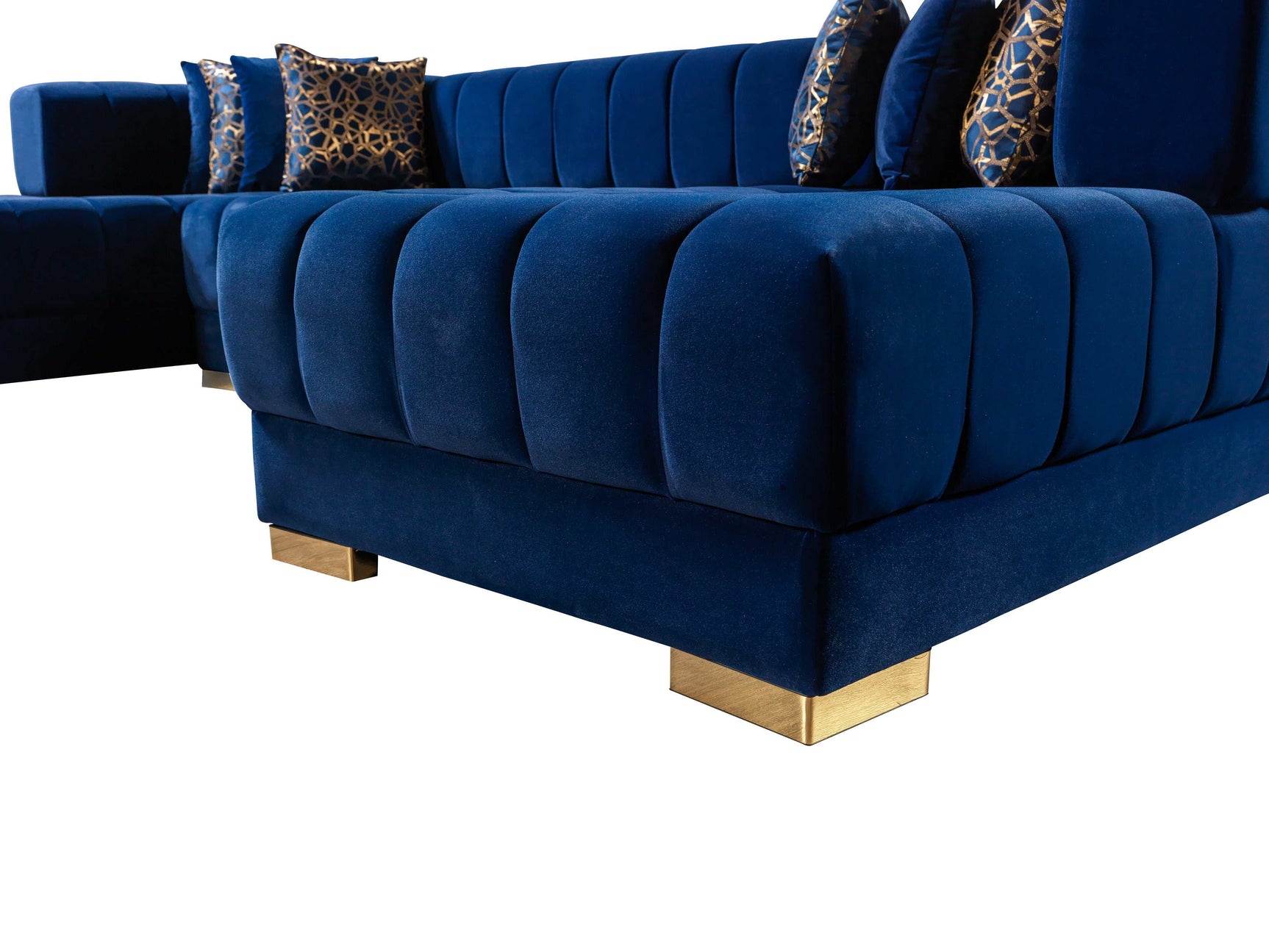 Ariana Blue Velvet Double Chaise Sectional - Ornate Home