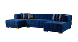 Ariana Blue Velvet Double Chaise Sectional - Ornate Home