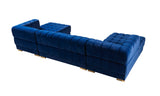 Ariana Blue Velvet Double Chaise Sectional - Ornate Home