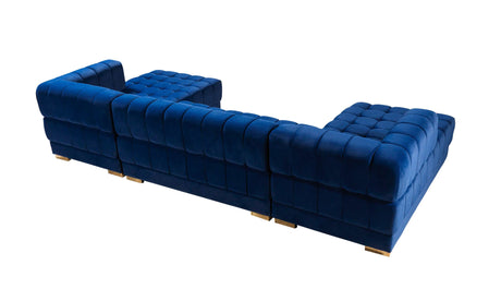 Ariana Blue Velvet Double Chaise Sectional - Ornate Home