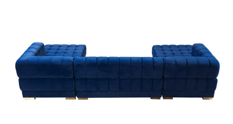 Ariana Blue Velvet Double Chaise Sectional - Ornate Home