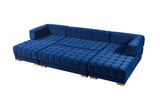 Ariana Blue Velvet Double Chaise Sectional - Ornate Home
