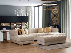 Ariana Ivory Velvet Ottoman - Ornate Home