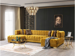 Ariana Mustard Velvet Double Chaise Sectional - Ornate Home