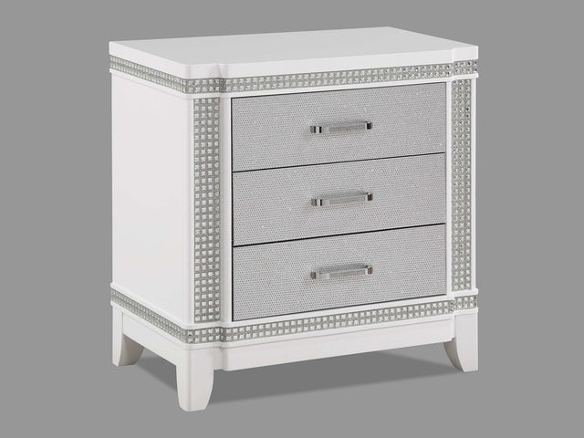 Ariane White/Silver Nightstand - Ornate Home