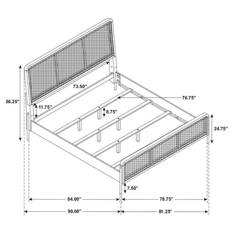 Arini Sand Wash / Natural Cane Eastern King Bed 4 Pc Set - Ornate Home