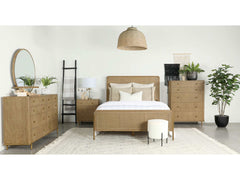 Arini Sand Wash / Natural Cane Queen Bed 5 Pc Set - Ornate Home