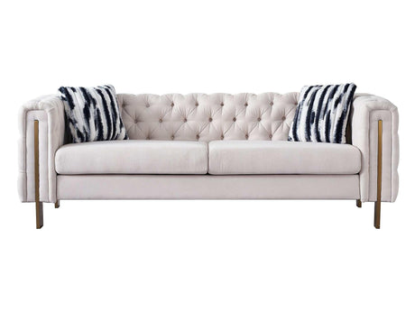 Arlene Modern Ivory Sofa Linen Square Arm Sofa, 84.25" W Couch, Beige - Ornate Home