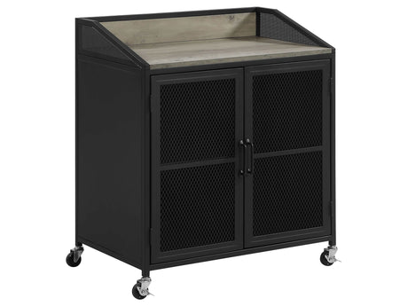 Arlette Grey Wash / Sandy Black Bar Cabinet - Ornate Home