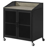 Arlette Grey Wash / Sandy Black Bar Cabinet - Ornate Home