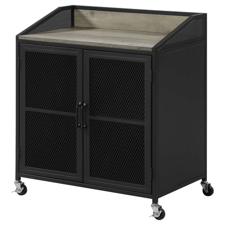 Arlette Grey Wash / Sandy Black Bar Cabinet - Ornate Home