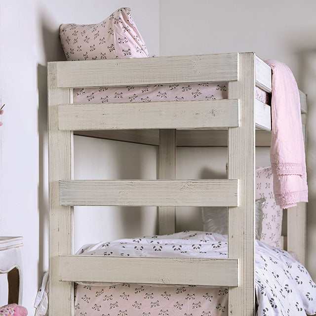 Arlette White T/T Bunk Bed - Ornate Home