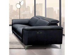 Ascona Black Leatherette Power Loveseat - Ornate Home