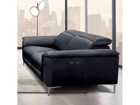 Ascona Black Leatherette Power Loveseat - Ornate Home